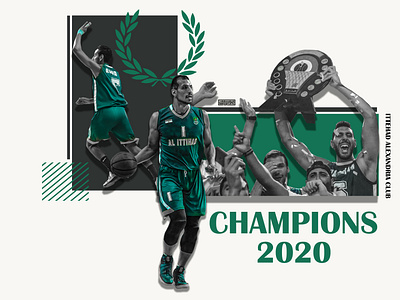 Ittahad Basket Ball Champions 2020 arabic basketball branding calligraphy design footer graphic halftone logo sport typogaphy