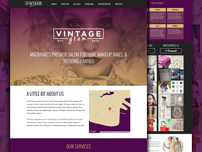 Vintage Glam branding fashion glam hair salon website
