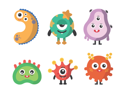 Respiratory Viruses design flat graphic icons illustration