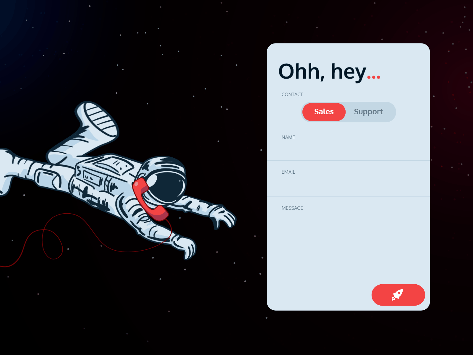 Daily UI Challenge #28 - Contact us animation astronaut contact form contact us daily ui form spaceman ui