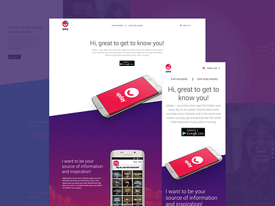Upday gradient product scroller single page site ui warm web