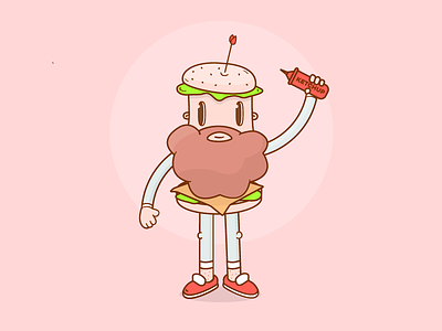 Beard And Bun beard bun hamburger hipster illustration ketchup