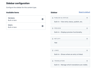 Sidebar configuration configuration