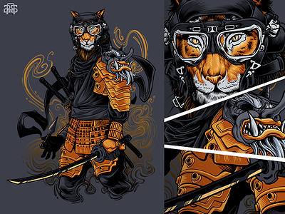 Hunter Tiger dragon hunter illustration mask ninja predator ronin samurai shadow tiger wacom warrior