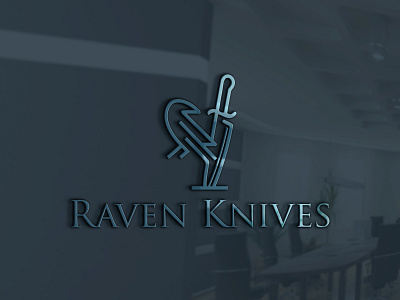 RAVEN KNIVES art logo branding icon bird and knives logo bird icon branding design flat graphic design icon illustrator knives icon logo minimalistic logo vector