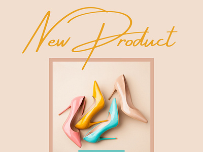 Peach New Product Shoes Instagram Post advertising branding design graphic design modern poster design typography ui unique flyer design