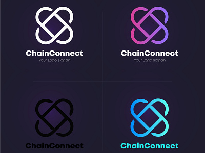 Black & White Minimalist Chain Connect Logo advertising illustration logo modernlogo typography unique flyer design