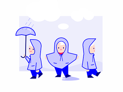 New character - toddler the explorer blue boots character illustration kid onboarding rain sketch spring umbrella vector weather