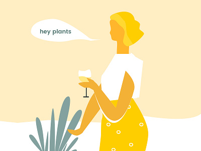 Plant therapy alcohol character fashion illustration infographic millenial plant sketch vector wine woman yellow