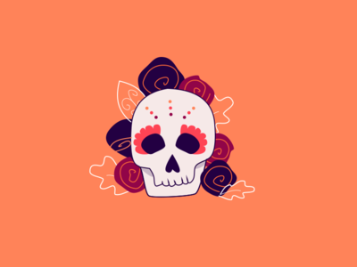 Halloween is pretty catarina halloween illustration roses skeleton sketch skull vector