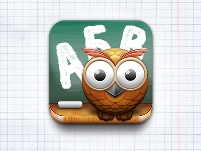 ABCnimal iOS app icon abc learn app design app for kids icon design ipad app icon iphone app icon learning app owl school board