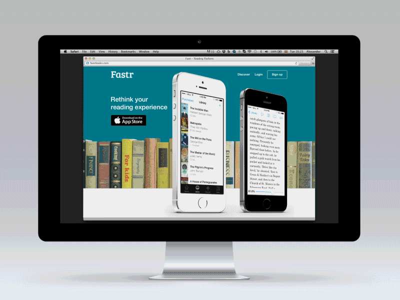 Fastr Books Promo Website Design app promo page reader reading app web design
