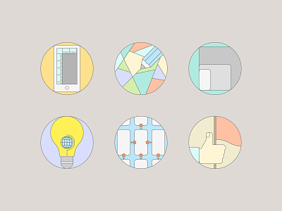 Flat Icons For Design Services flag flat hand icon set lamp mobile pencil responsive stroke ui web wireframe