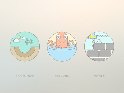 Flat Outline Icons For Development Services
