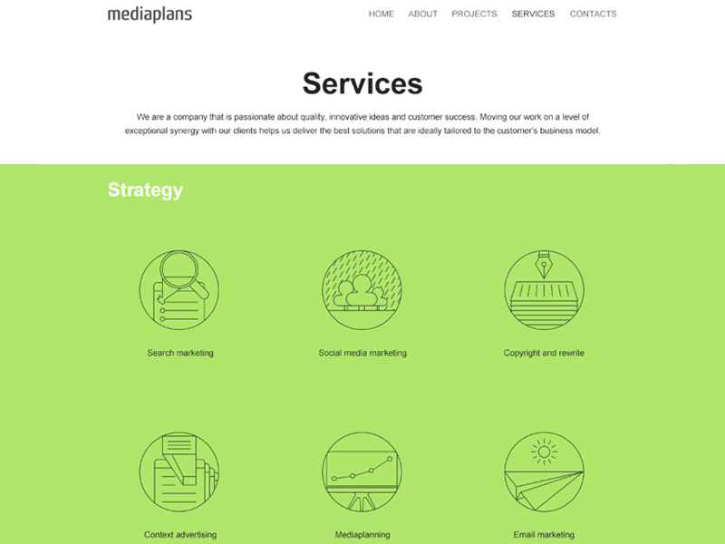 Service Page Interaction animation flat interaction menu mobile navigation parallax responsive scroll tablet ui website