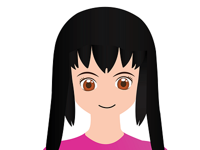 Cute girl with brown eyes animate in illustrator