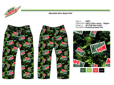 Mountain Dew Sleep Pant art direction art director branding design fashion design graphic design merchandising styling