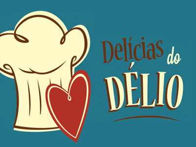 Delícias do Délio blue food fun heart identity logo modern