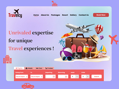 Travel Agency Website UI | Travelcy agency brand identity branding design figma flight sketch tour tourism travel ui uiux website
