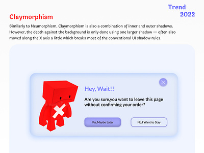 Claymorphism | Cancel Page Web UI branding claymorphism leavepage neomoorphism trend2022 trending ui uiux ux website webui