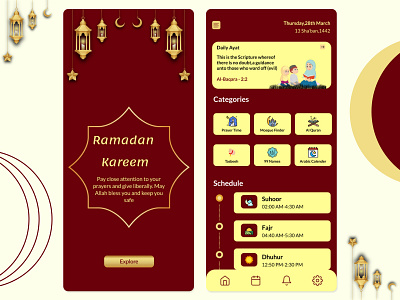 Ramadan App UI app arabic cleanui design islam islamic modern ramadan ramadankareem ramzan shaban ui