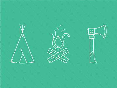 Summer is here! arrow axe camp time fire illustration teepee
