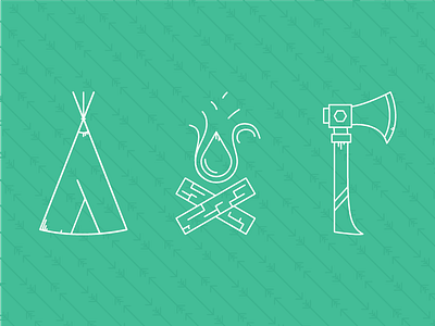 Summer is here! arrow axe camp time fire illustration teepee
