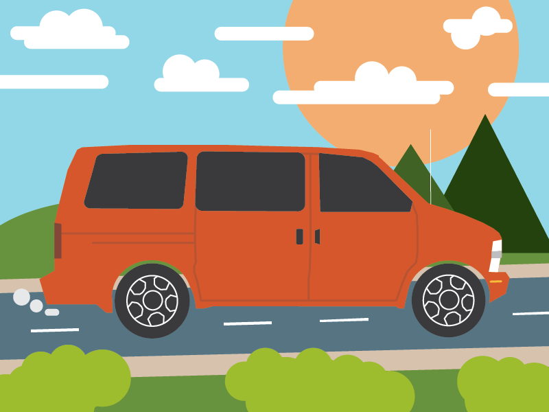 Road Tripping mountains southwest illustration astro van