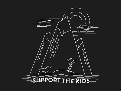 Support The Kids clouds island kids mountains sun water whale