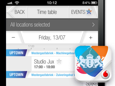 Amsterdam Fashion Week 2012 App, powered by Vodafone android app ios navigation ui white
