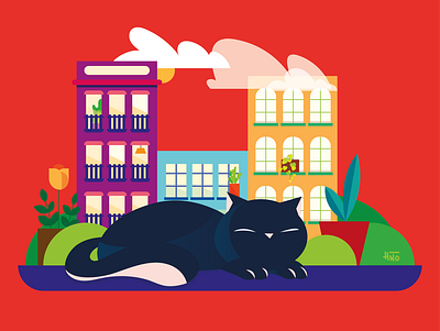 Cat in the outside adobe illustrator characterdesign cute character design digitalart illustration