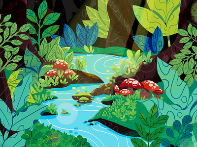J U N G L E digital digitalart forest green illustration jungle nature procreate