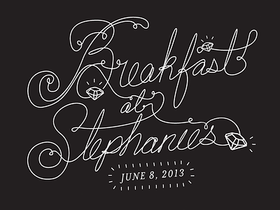 Breakfast at Stephanie's black and white diamonds handdrawn lettering