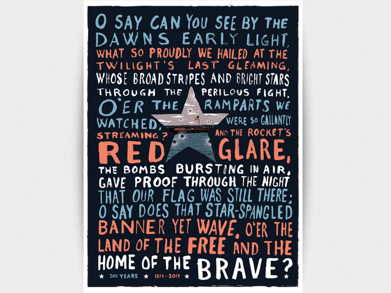 Star-Spangled 200 Years and counting.... america hand lettered illustration red white blue star