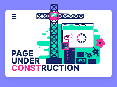 Page under construction illustration cartoon construction design download gear illustration landing page ui vector