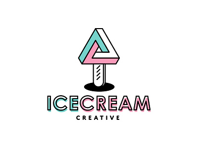 Ice Cream Logo 80s blue cream creative hole ice line logo pink sweet triangle vanilla