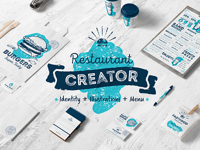 Buy Fast Food Restaurant Identity With Menu Templates creative fast food identity logo menu mockup restaurant templates