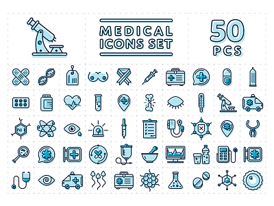 Medical Icon Set clinic doctor health icon medical medicine micrscope set