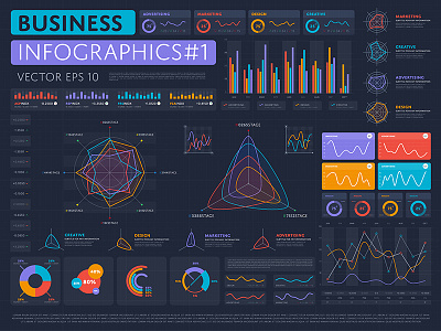 Business Infographic Set business creative design diagram graphic infographic pie trend