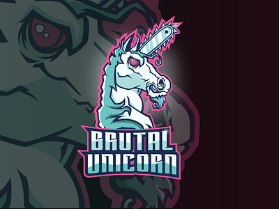 Brutal Unicorn Mascot Logo branding brutal unicorn design e sports e sports logo gradient logo horse logo illustration logo mascot logo typography vector