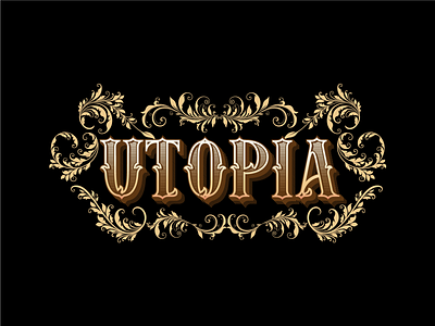 Utopia in Vintage Style design flat illustration lettering art typography utopia vector vintage vintage design