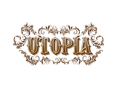 Utopia in Vintage Style (White) design illustration lettering minimal minimalist typography utopia vector vintage vintage design