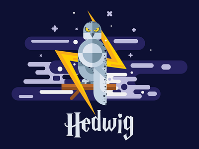 Hedwig bird design flat graphic design harry potter hedwig illustration minimal night owl typography vector