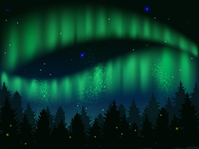 Aurora Borealis app art aurora aurora borealis design illustration illustrator nightscape northern lights ui ux vector web website whimsical