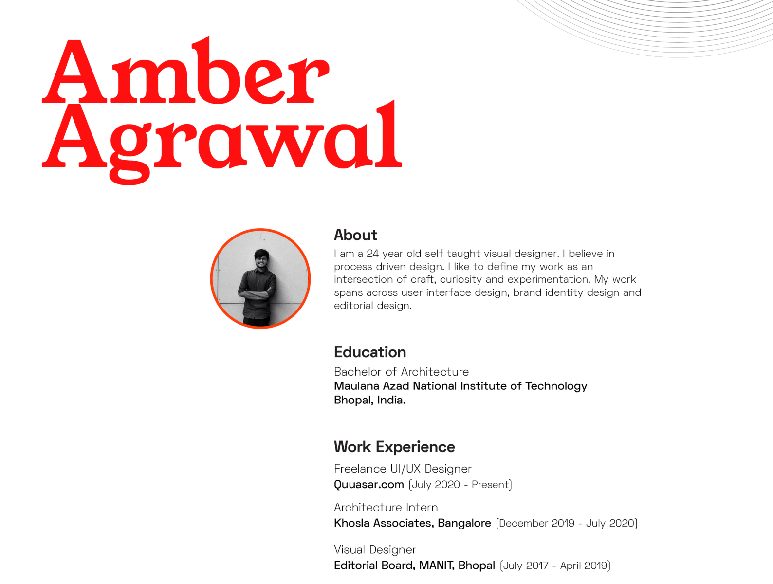 resume1 01 by Amber agrawal on Dribbble