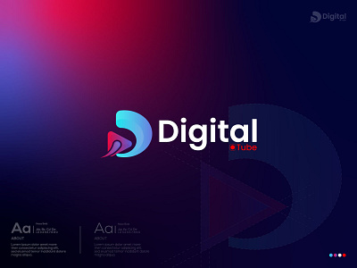 Digital Tube Logo Design | Modern DT Letter Design | Gradiant