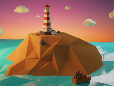 Atardecer Low Poly 3d design illustration lowpoly3d lowpolyart modelado3d