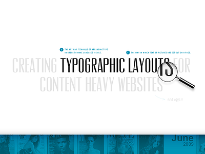 Creating Typographic Layouts for Content Heavy Websites and Apps article composition font glass grid layout magnifying news post structure typography web