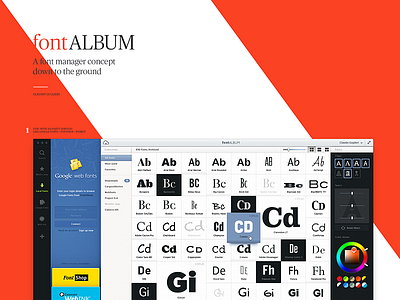 Fontalbum - Design Explorations album app breakdown casestudy desktop font interface manager screens type typography