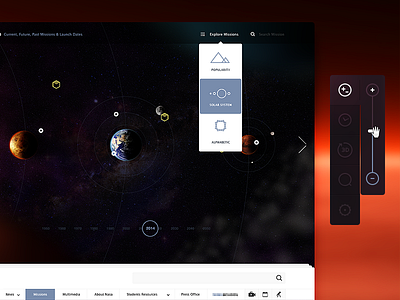 Space Exploration WIP layout menu solar space system web zoom